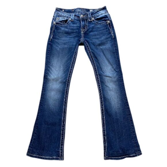 Miss Me Signature Rise Bootcut Jeans Size 25x28 Dark Wash Stretch EUC - Picture 2 of 11
